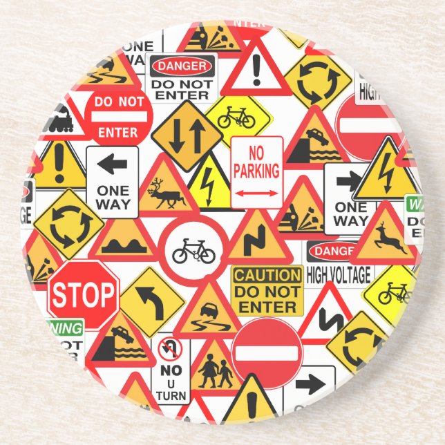 En Grès Dessous de verre des panneaux de signalisation (Devant)