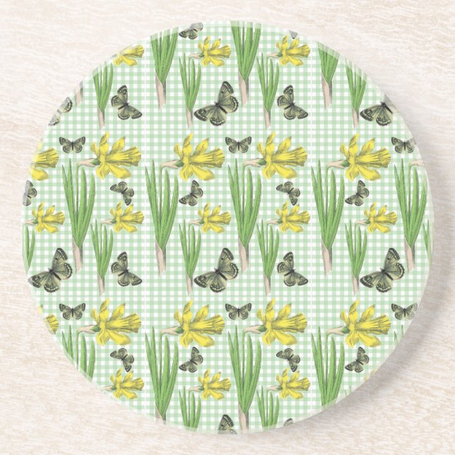En Grès Dessous de verre des papillons et des Daffidols (Devant)