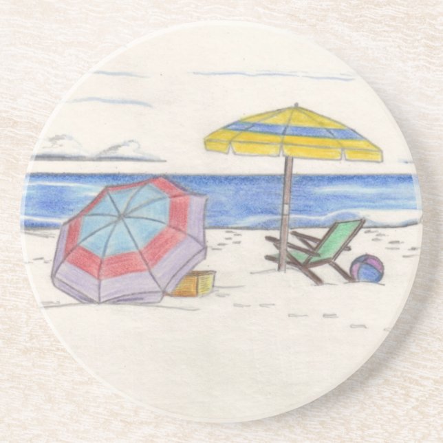 EN GRÈS DESSOUS DE VERRE DES PARASOLS DE PLAGE (Devant)