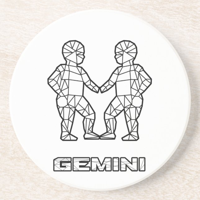 En Grès Dessous de verre des signes zodiac Gemini (Devant)