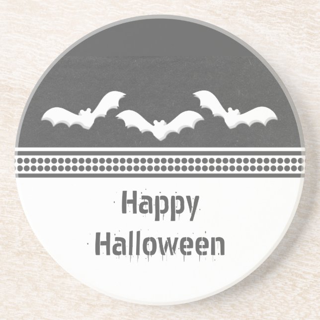 En Grès Dessous de verre d'Halloween Batty, gris foncé (Devant)