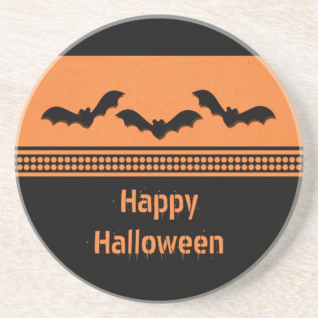 En Grès Dessous de verre D'Halloween Batty, Orange (Devant)