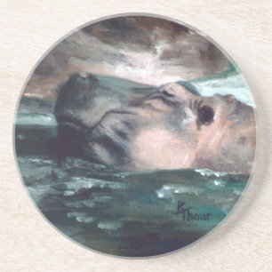 En Grès Dessous de verre d'hippopotame