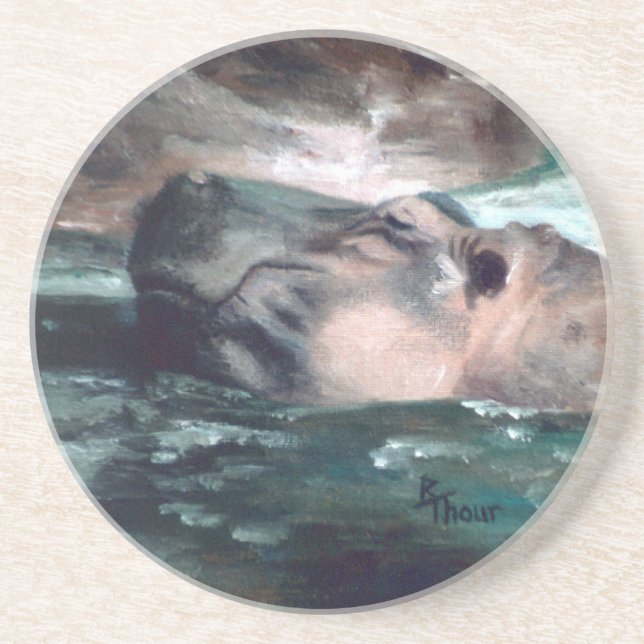 En Grès Dessous de verre d'hippopotame (Devant)