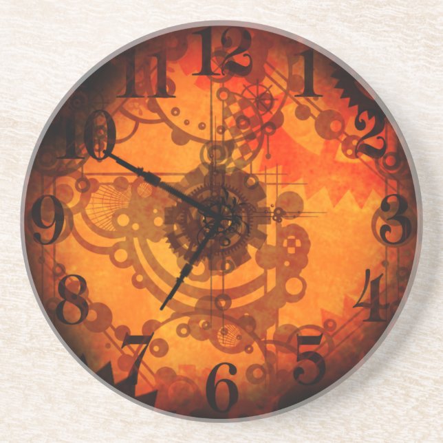 En Grès Dessous de verre d'horloge de Steampunk (Devant)