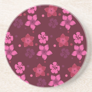 En Grès Dessous de verre d'impression rose hawaïen