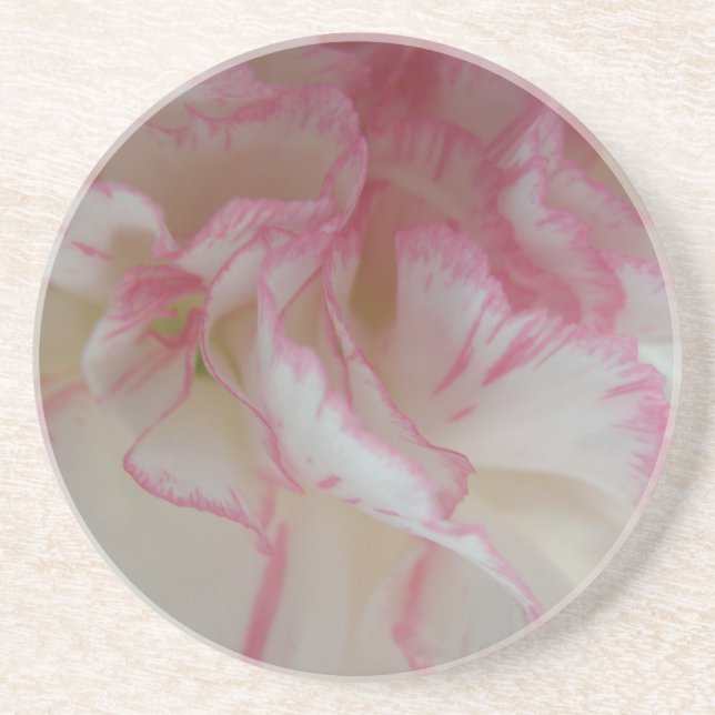 En Grès Dessous de verre d'oeillets blancs et roses (Devant)