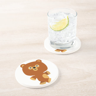 En Grès Dessous de verre d'ours de caricature assertive mi