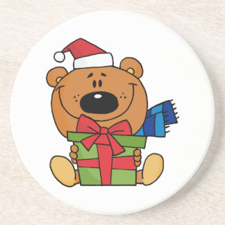 En Grès Dessous de verre d'ours de nounours de Noël