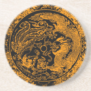 En Grès Dessous de verre Dragon et Phoenix