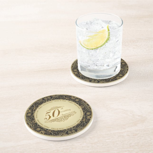 En Grès dessous de verre du 50e anniversaire du Mariage (Côté)