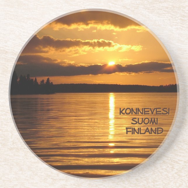 En Grès Dessous de verre du coucher de soleil de Konnevesi (Devant)