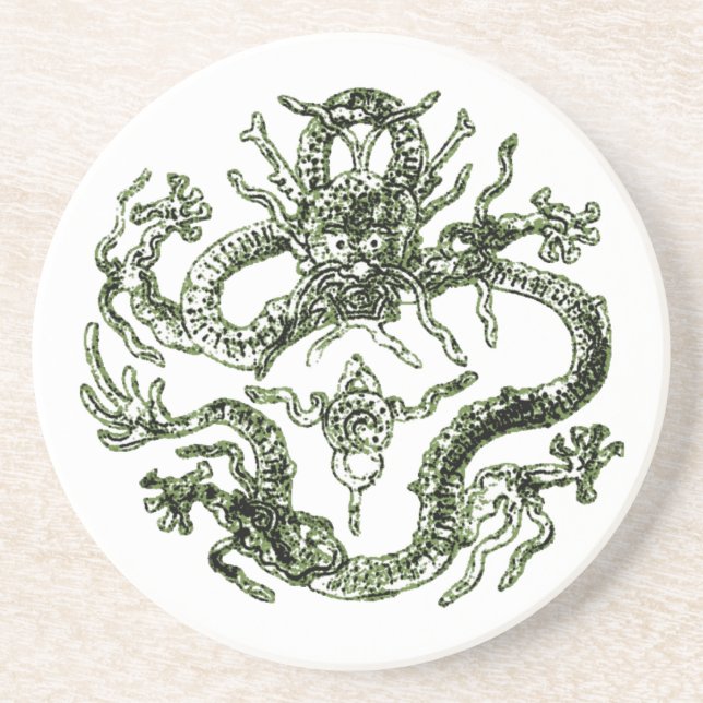 En Grès Dessous de verre du Dragon Vert (Devant)