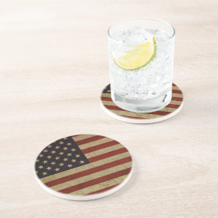En Grès Dessous de verre du drapeau américain vintage Grun