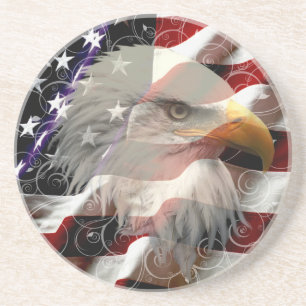 En Grès Dessous de verre du drapeau American Eagle