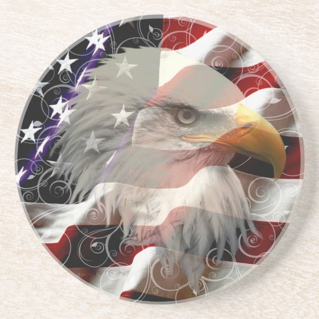 En Grès Dessous de verre du drapeau American Eagle (Devant)