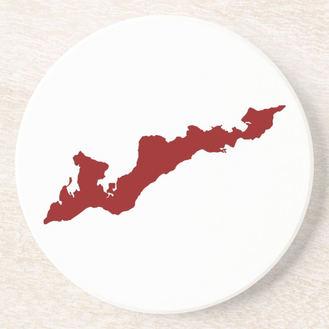 En Grès Dessous de verre du logo de Fishers Island - Rouge (Devant)