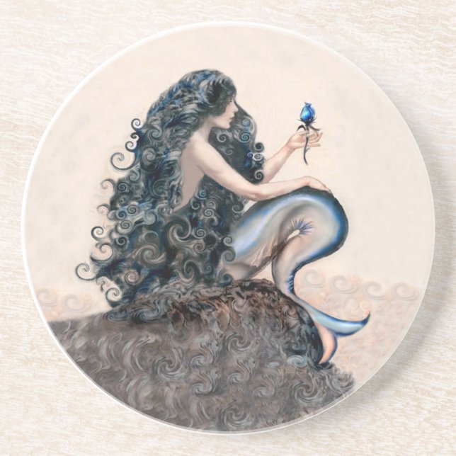 En Grès Dessous de verre du mythe du Imaginaire des sirène (Devant)