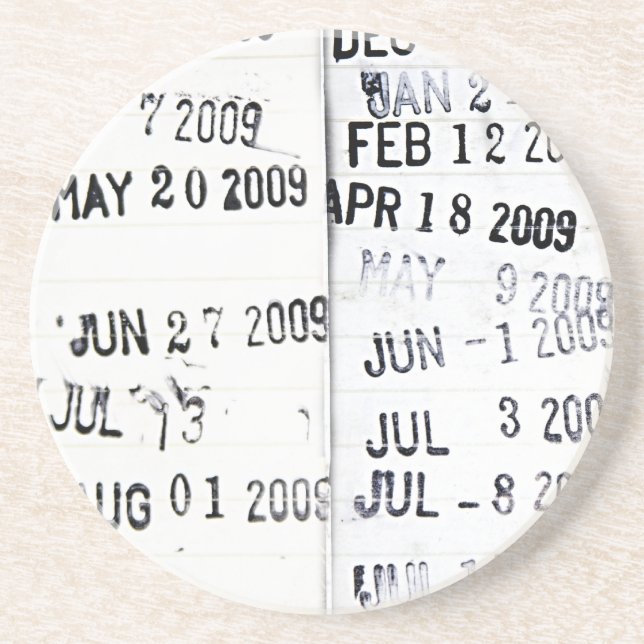En Grès Dessous de verre du tampon de date de bibliothèque (Devant)