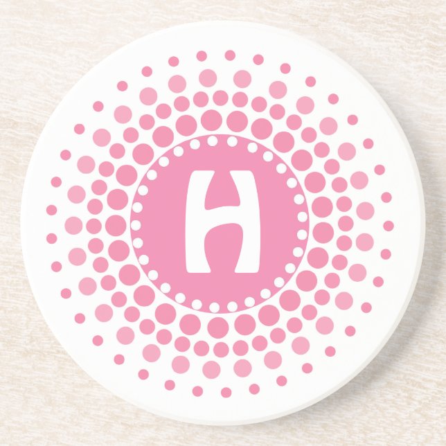 En Grès Dessous de verre élégants de pierre de monogramme (Devant)