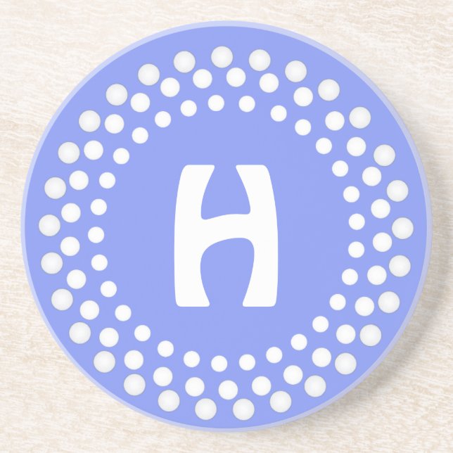 En Grès Dessous de verre élégants de pierre de monogramme (Devant)