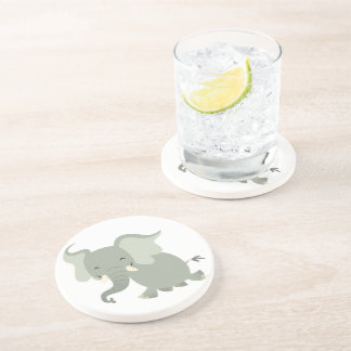 En Grès Dessous de verre Eléphant Cartoon Joyeux
