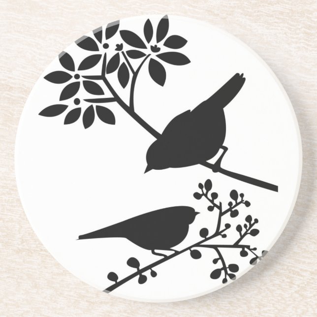 En Grès Dessous de verre étés perché d'oiseaux (Devant)