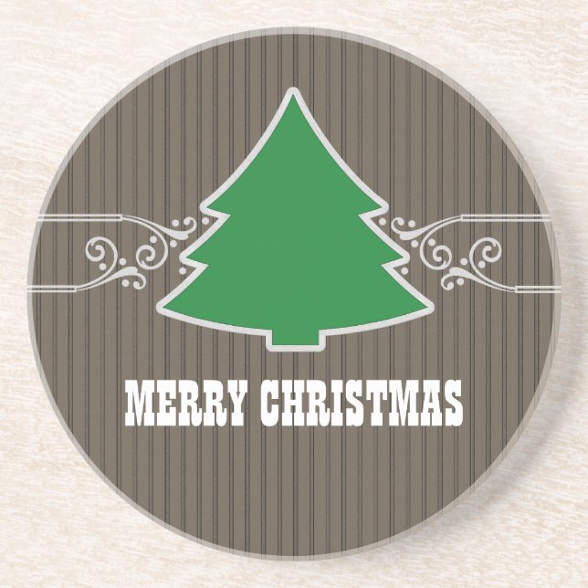 En Grès Dessous de verre fantaisie d'arbre de Noël (Devant)