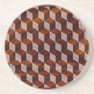En Grès Dessous de verre - Faux bois incrusté