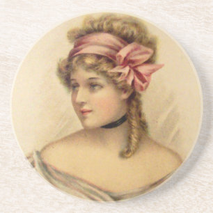 En Grès Dessous de verre femme victorienne