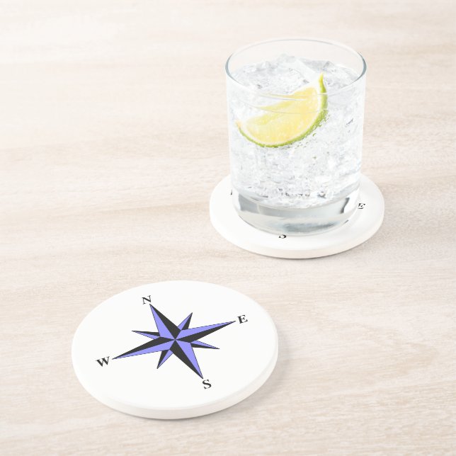 En Grès Dessous de verre Flèche nord bleue (Côté)