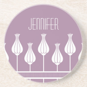 En Grès Dessous de verre floral Art déco Lavande