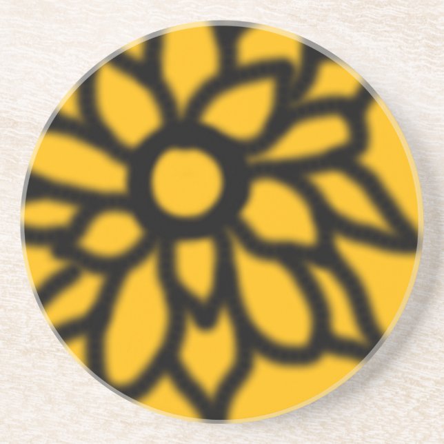 En Grès Dessous de verre floral (Jaune) (Devant)