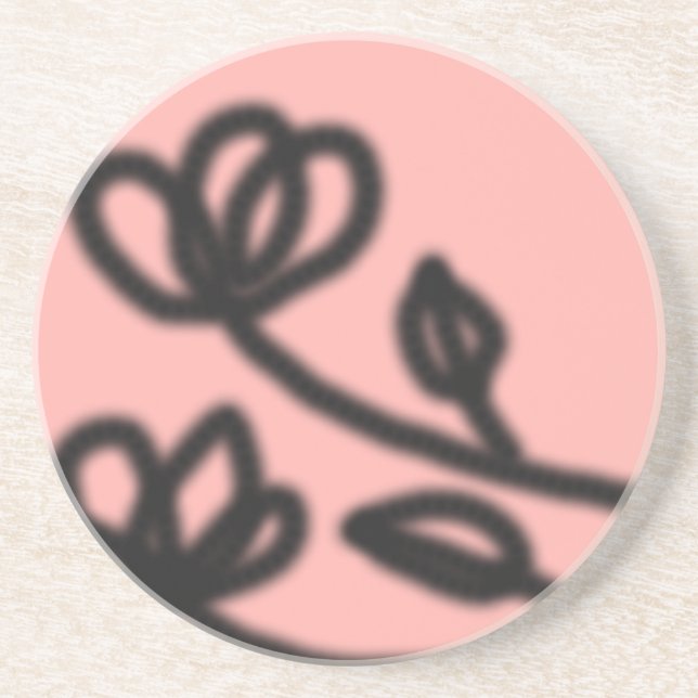 En Grès Dessous de verre floral mod (rose) (Devant)