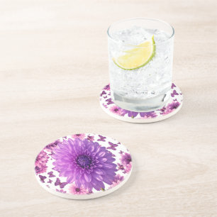 En Grès Dessous de verre Floral Rosy - Fleur Rose Boire Ma
