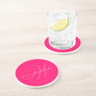 En Grès Dessous de verre Fuchsia Monogramme pour Noces de