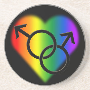 En Grès Dessous de verre gay pride Rainbow Love Boire des