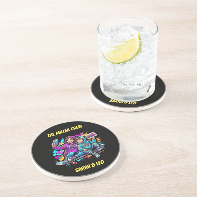 En Grès Dessous de verre graffiti Mère & Fils (Côté)