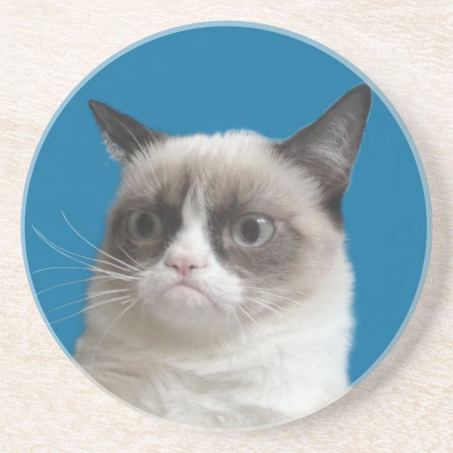 En Grès Dessous de verre grincheux de regard fixe de chat (Devant)