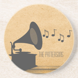 En Grès Dessous de verre Gris Vintage Gramophone