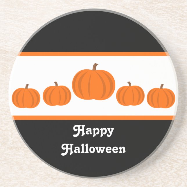 En Grès Dessous de verre Halloween de ligne citrouille (Devant)