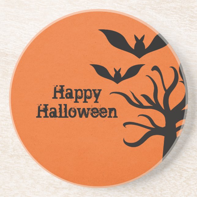 En Grès Dessous de verre Halloween Eerie Bats, Orange (Devant)