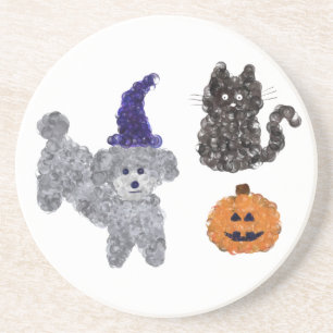 En Grès Dessous de verre Halloween Grey Poodle #1