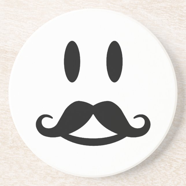 En Grès Dessous de verre heureux de coutume de moustache (Devant)