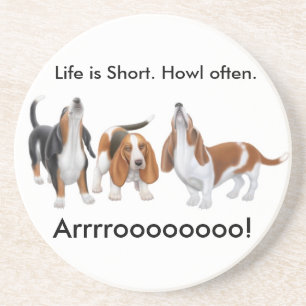 En Grès Dessous de verre Hounds de basset personnalisable