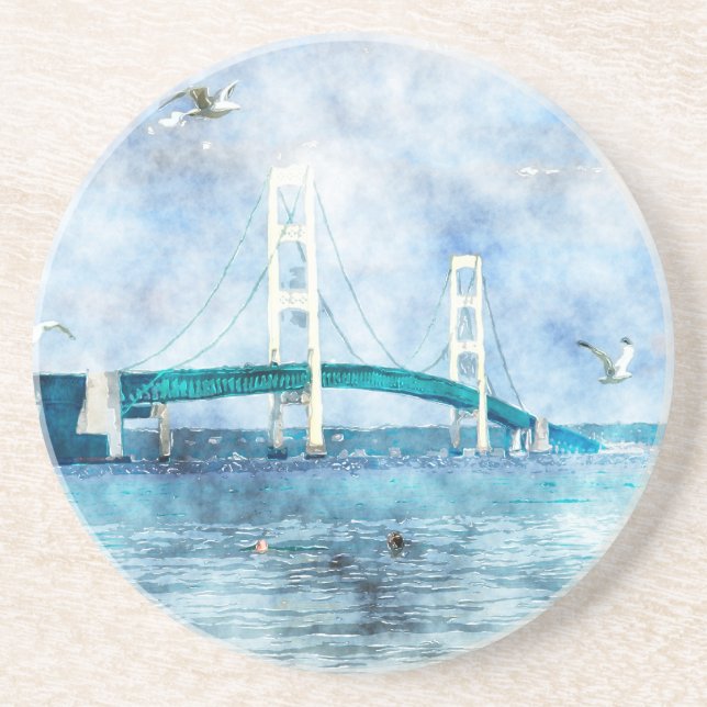 En Grès Dessous de verre hydrographique du pont Mackinac (Devant)