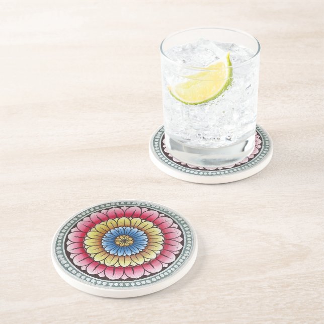 En Grès Dessous de verre Lotus Mandala (Côté)