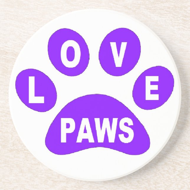 En Grès Dessous de verre Love Paws sur pattes violet (Devant)