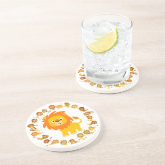 En Grès Dessous de verre Mandala de Lion Cartoon mignon