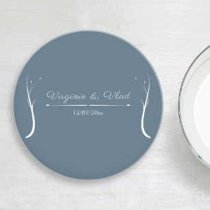 En Grès Dessous de verre Mariage bleu Dusty